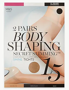 2 Pack 15 Denier Secret Slimming™ Body Shaper Tights