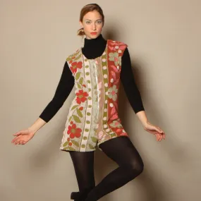 60's Cannon Flowers   Dots Terrycloth Romper