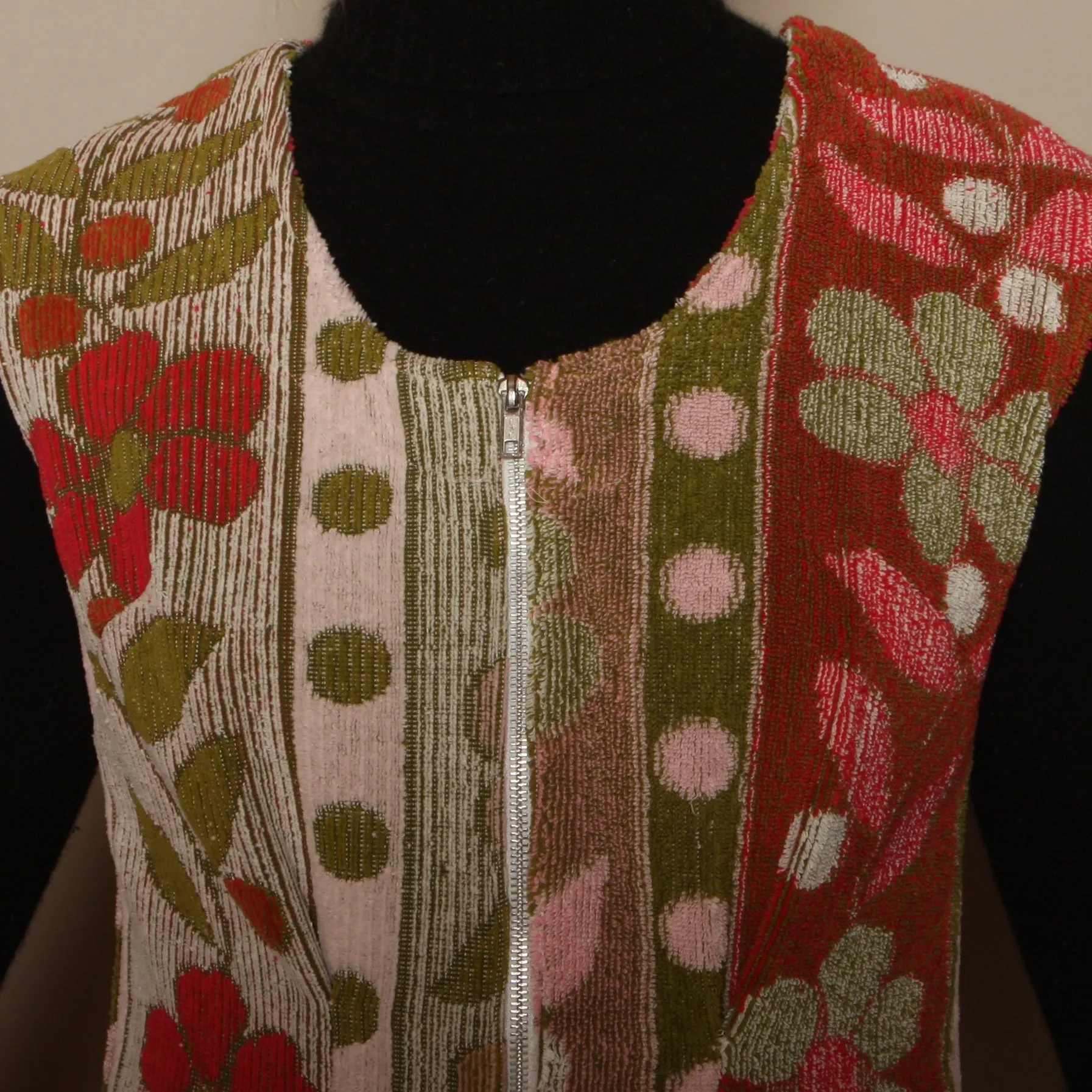 60's Cannon Flowers   Dots Terrycloth Romper