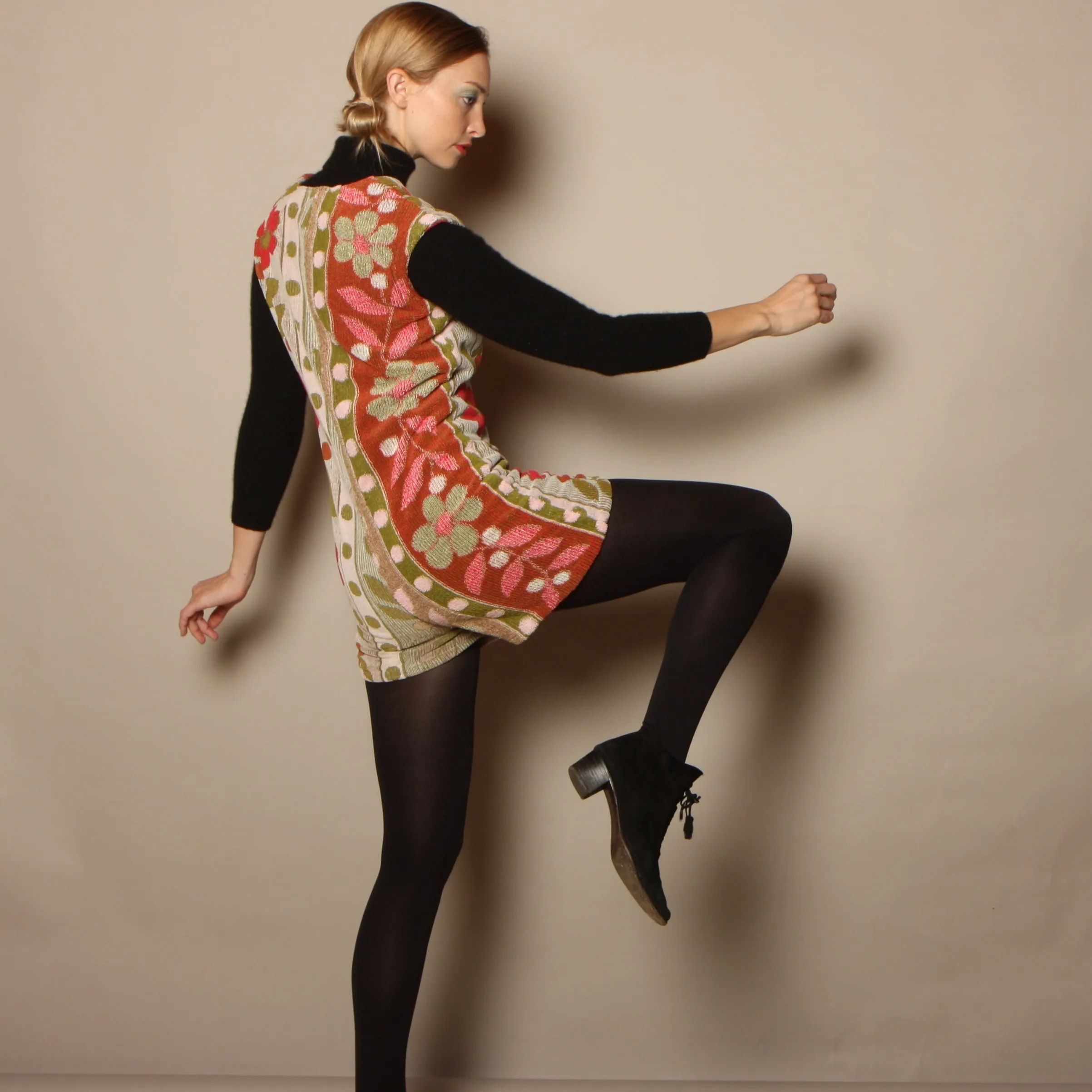 60's Cannon Flowers   Dots Terrycloth Romper