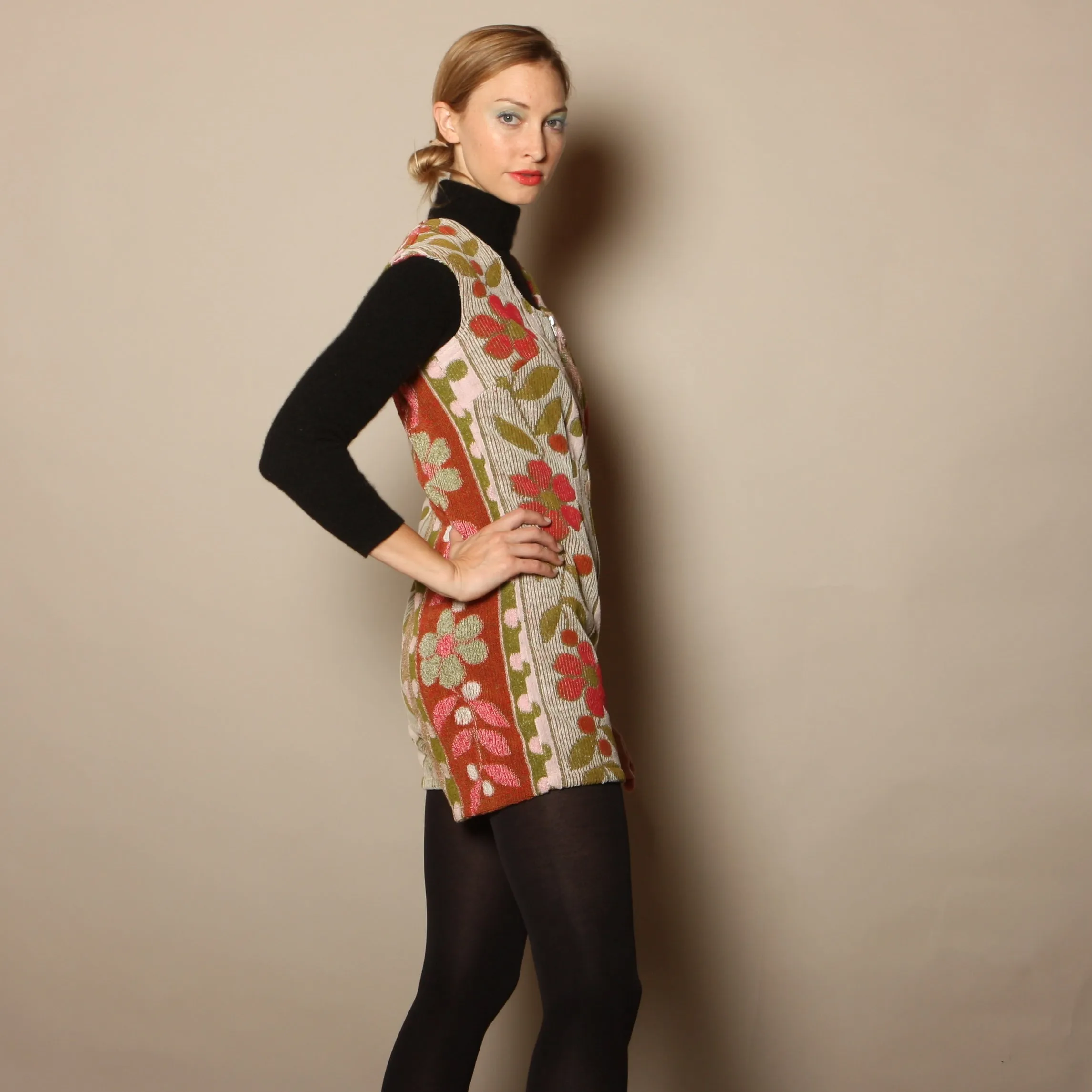 60's Cannon Flowers   Dots Terrycloth Romper