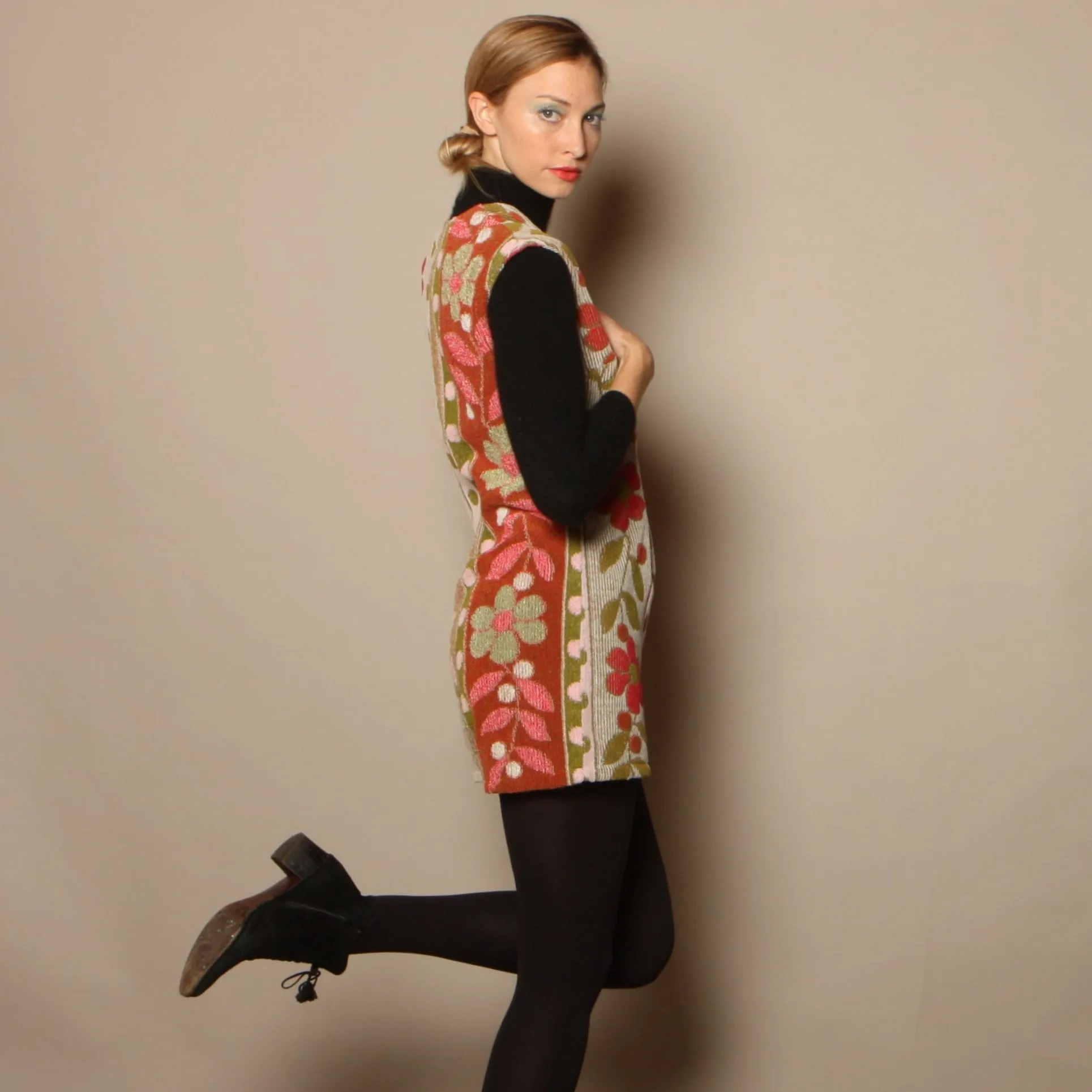 60's Cannon Flowers   Dots Terrycloth Romper