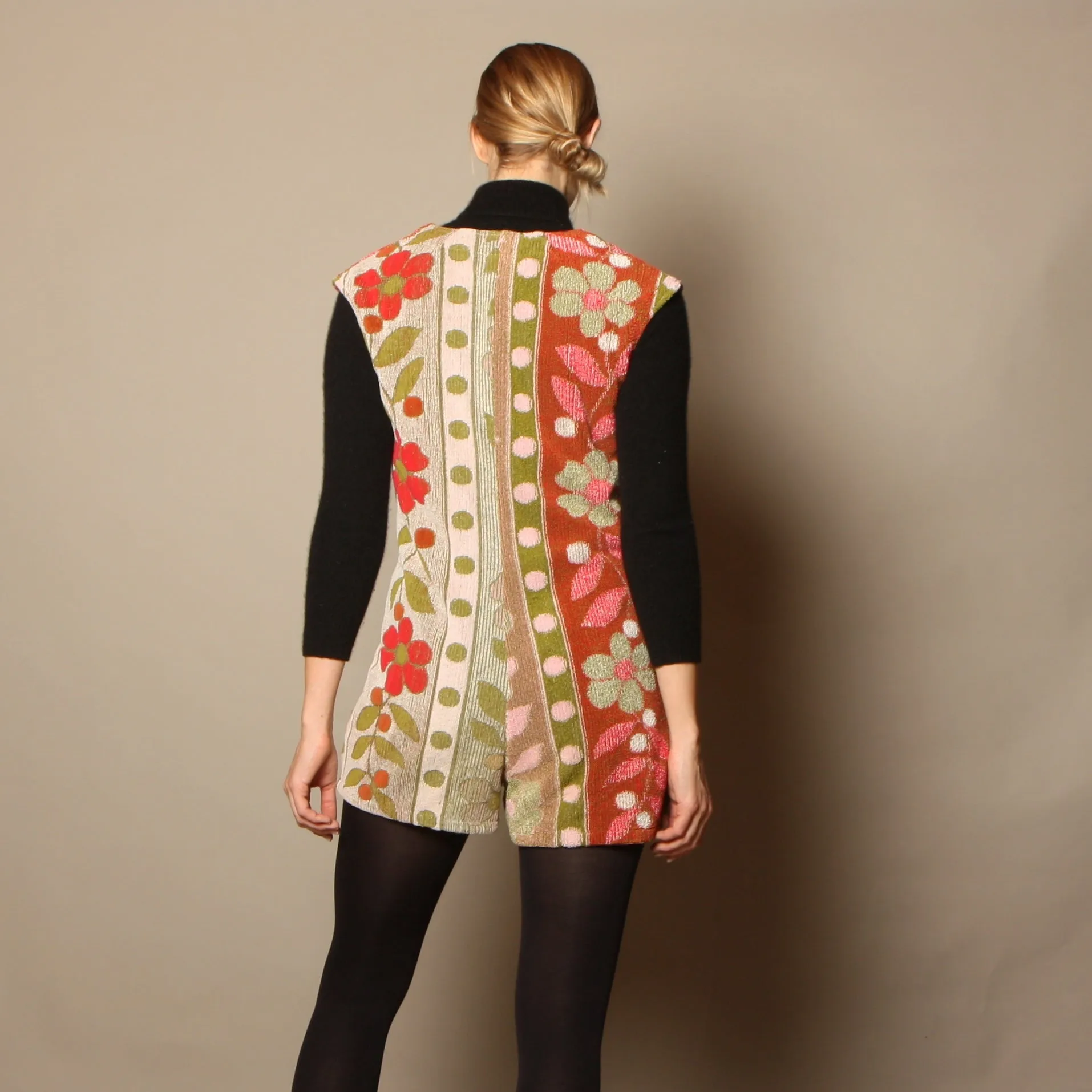 60's Cannon Flowers   Dots Terrycloth Romper