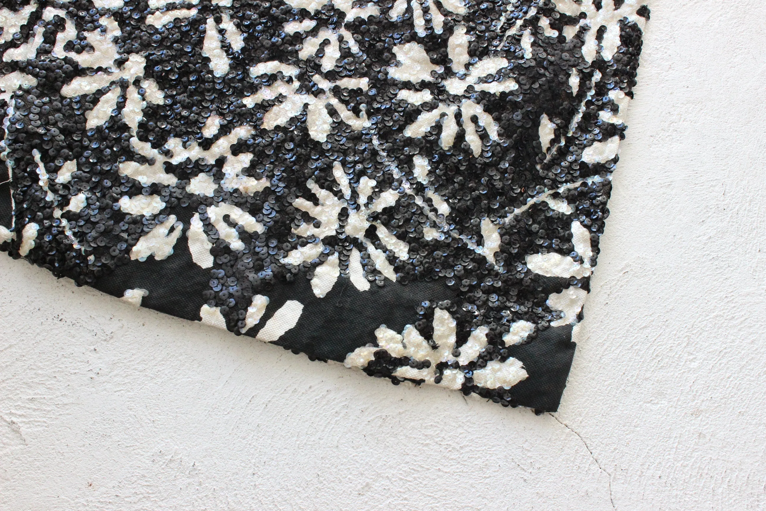 60s SEQUIN Flower Pattern Hand Sewn Party Dress