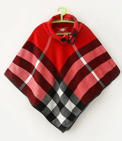 Adult Size - ARIA Plaid Collared Poncho - in 4 Colors