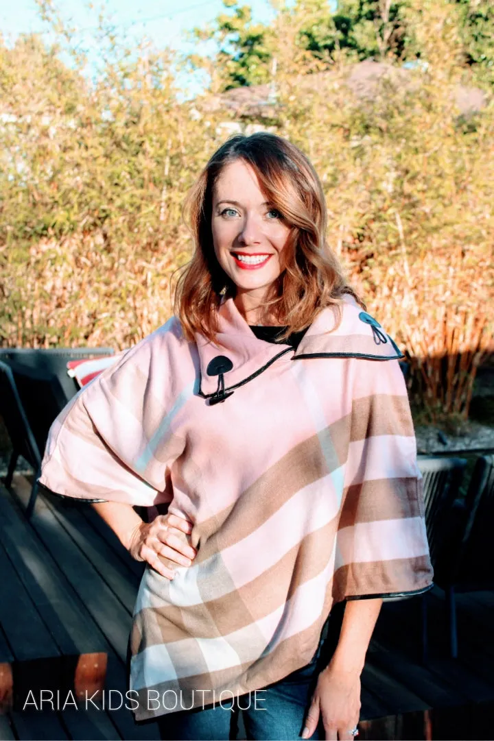 Adult Size - ARIA Plaid Collared Poncho - in 4 Colors