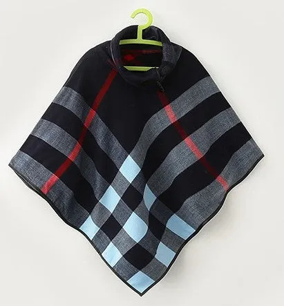 Adult Size - ARIA Plaid Collared Poncho - in 4 Colors