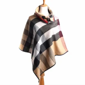 Adult Size - ARIA Plaid Collared Poncho - in 4 Colors