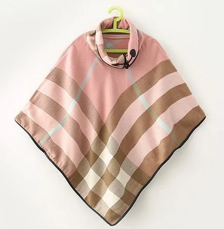 Adult Size - ARIA Plaid Collared Poncho - in 4 Colors