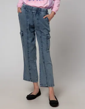 Aero Denim Long Pants Kantong Kargo Washing Acid