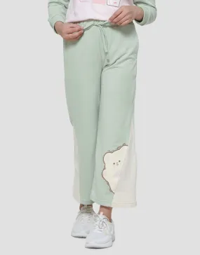 Aero Long Pants Knit Wide Leg Big Fur Bear Kiri Anak Perempuan