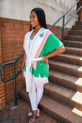 AKA - Fab Fringe Cardigan - Pink/Green