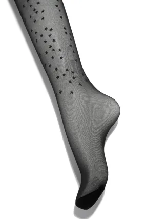 All The Stars Embroidered Mesh Tights - Black
