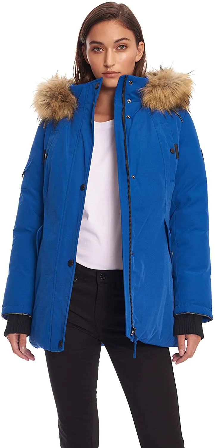 Alpine North Womens Vegan Down Parka Jacket with Faux Fur