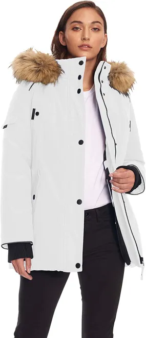 Alpine North Womens Vegan Down Parka Jacket with Faux Fur