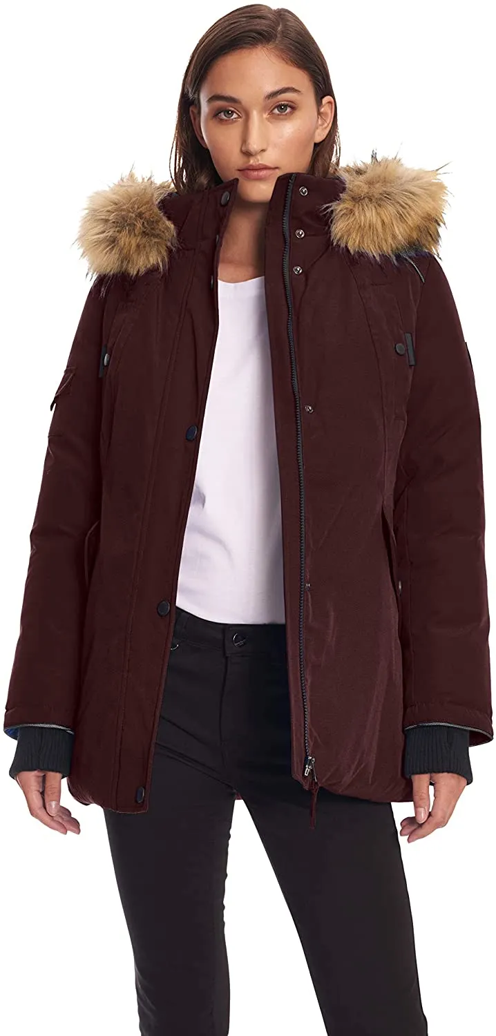 Alpine North Womens Vegan Down Parka Jacket with Faux Fur