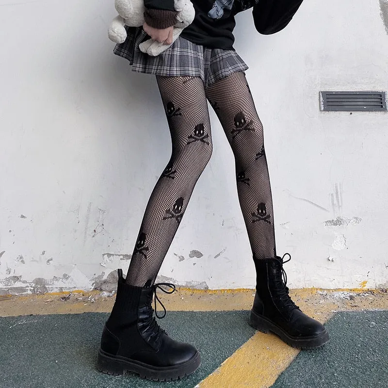 Amozae  Women Fishnet Stockings Japanese Style Girl Tights   Lingerie Female Mesh Tight Socks Sheer Pantyhose Fish Net Stockings