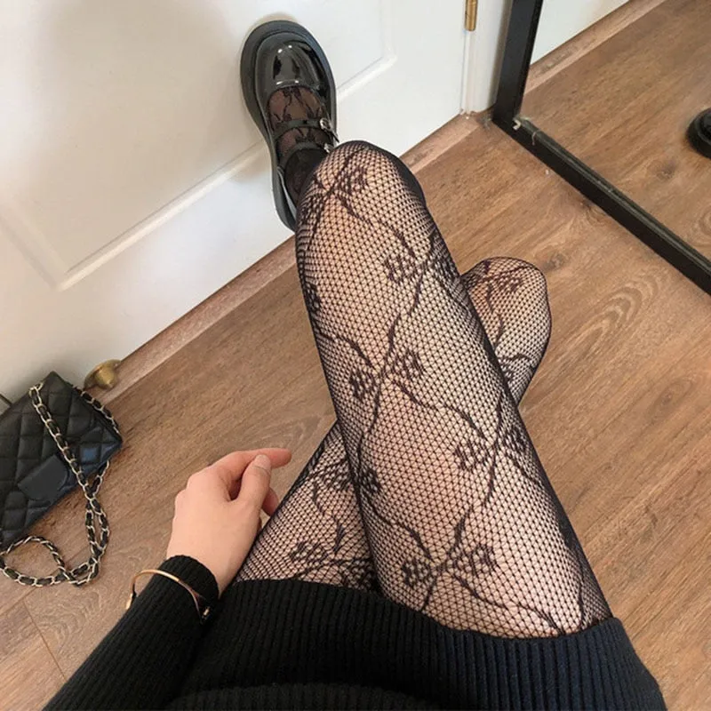 Amozae  Women Fishnet Stockings Japanese Style Girl Tights   Lingerie Female Mesh Tight Socks Sheer Pantyhose Fish Net Stockings