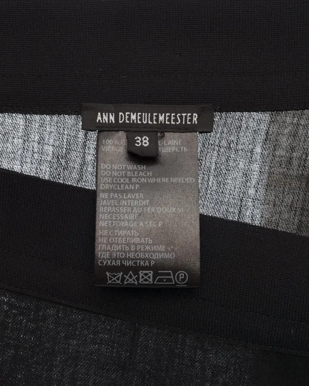 Ann Demeulemeester Long Black Pencil Skirt with Slit - 6
