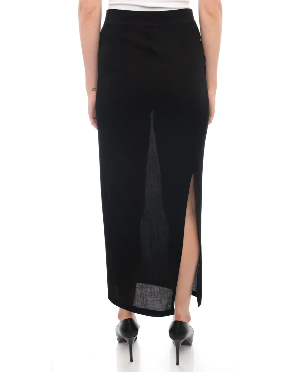 Ann Demeulemeester Long Black Pencil Skirt with Slit - 6