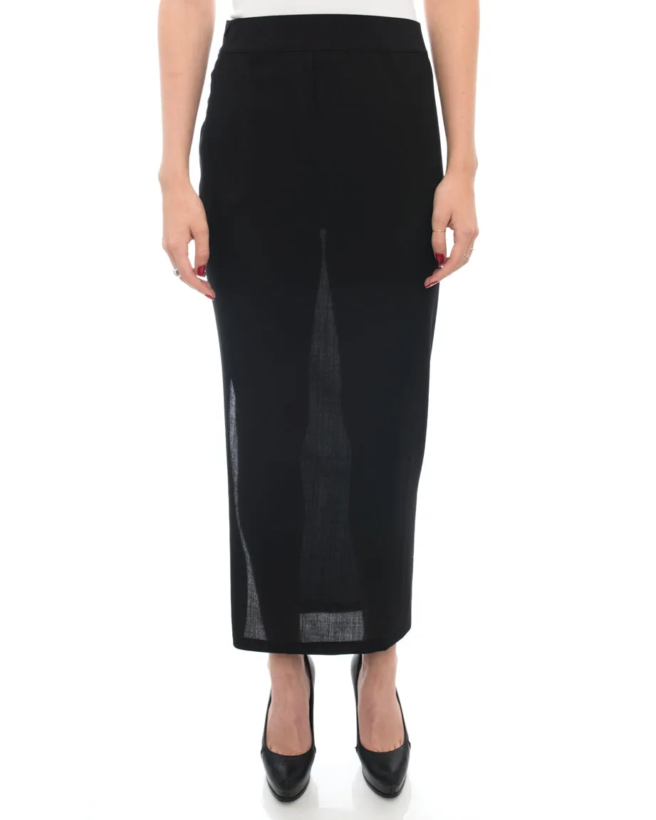 Ann Demeulemeester Long Black Pencil Skirt with Slit - 6