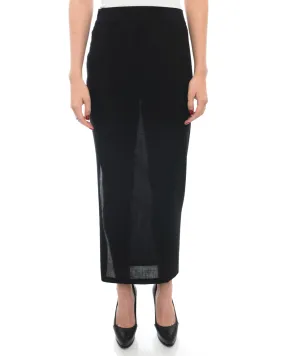 Ann Demeulemeester Long Black Pencil Skirt with Slit - 6
