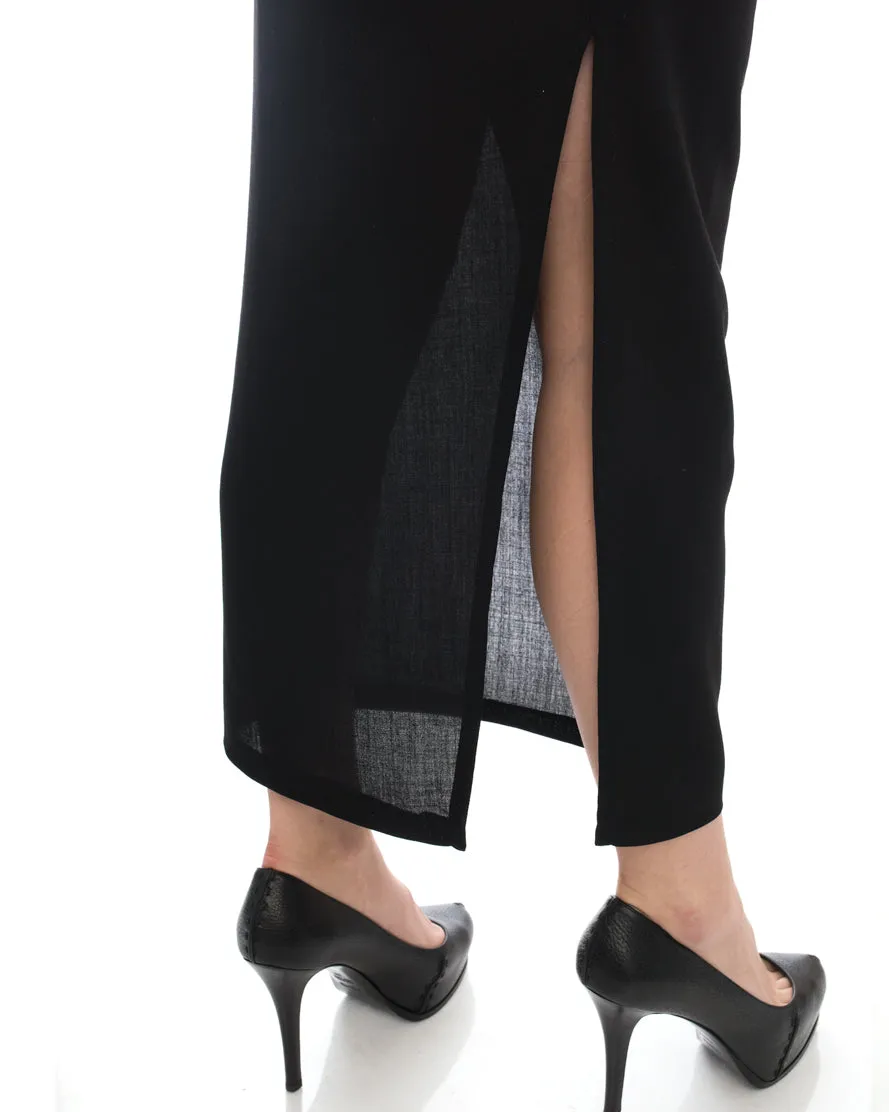 Ann Demeulemeester Long Black Pencil Skirt with Slit - 6