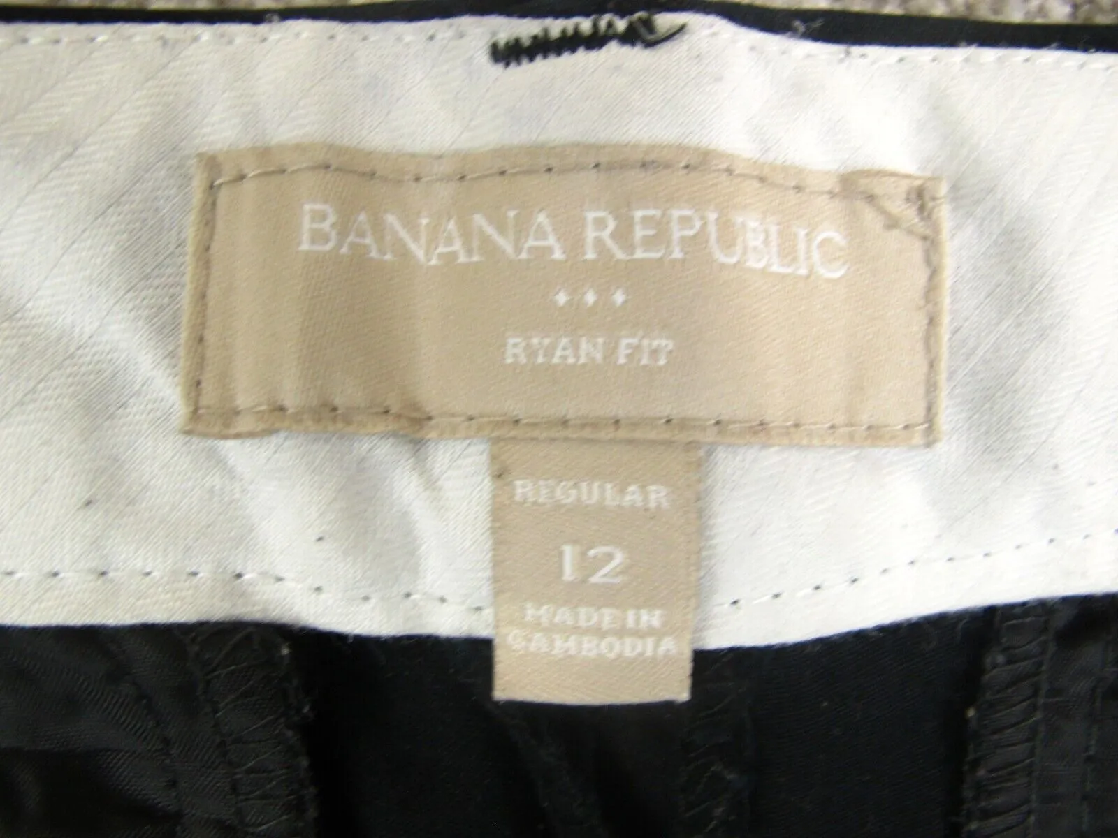Banana Republic Womens Chino Pant Ryan Fit Mid Rise Pockets Black Size 12