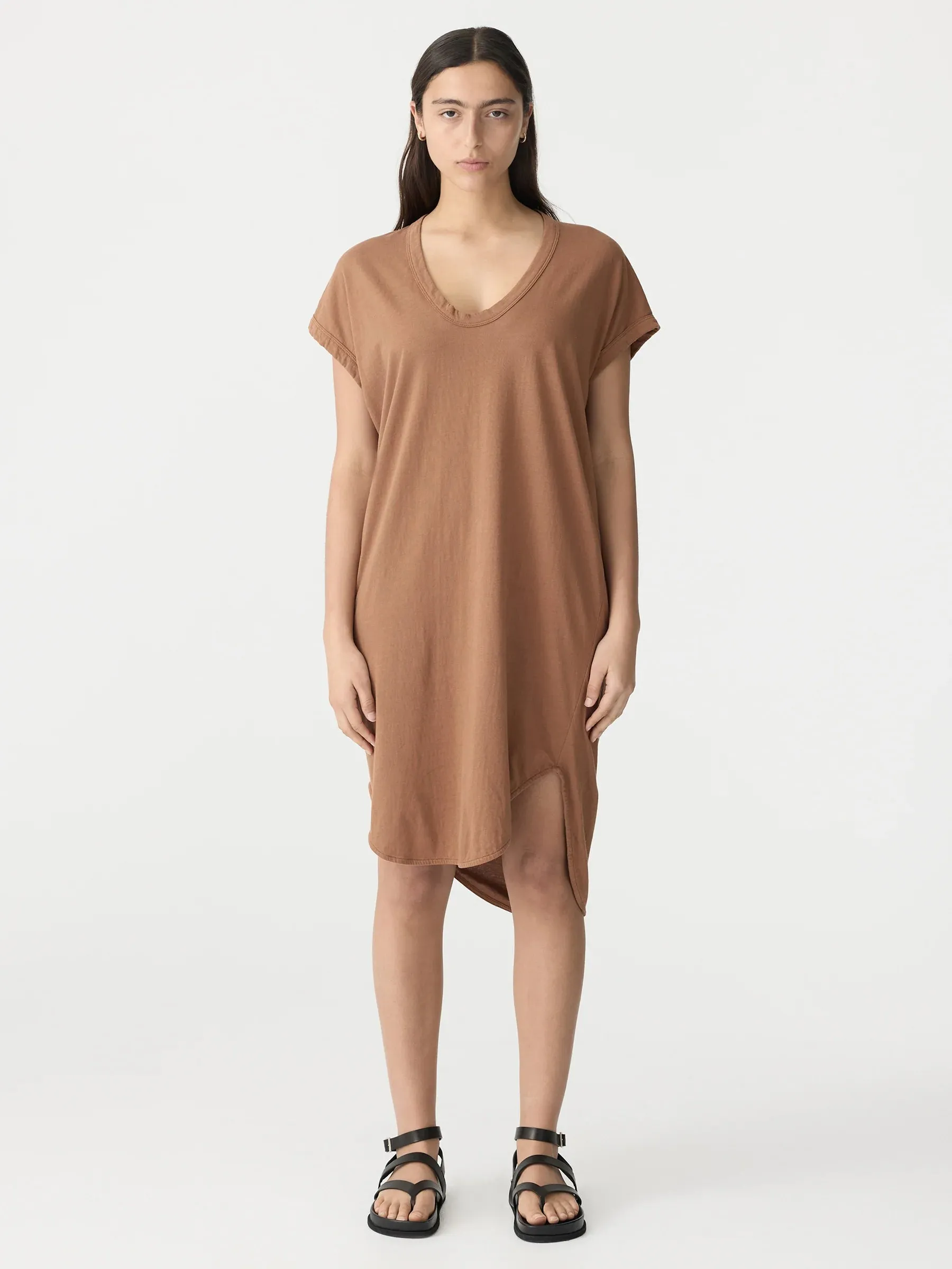 Bassike Boxy T-Shirt Dress with Tail II in Argan