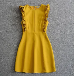 BBL DESIGN RUFFLE SHOULDER MINI PENCIL DRESS