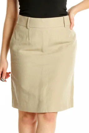 Beige Wool Pencil Skirt