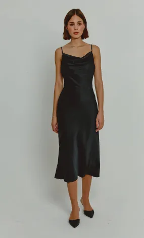 Black Corsage Detail Slip Dress