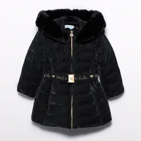 Black Fur Trim Puffa Coat