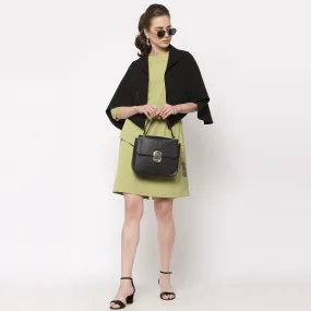 Black Layerd Cape With Slits