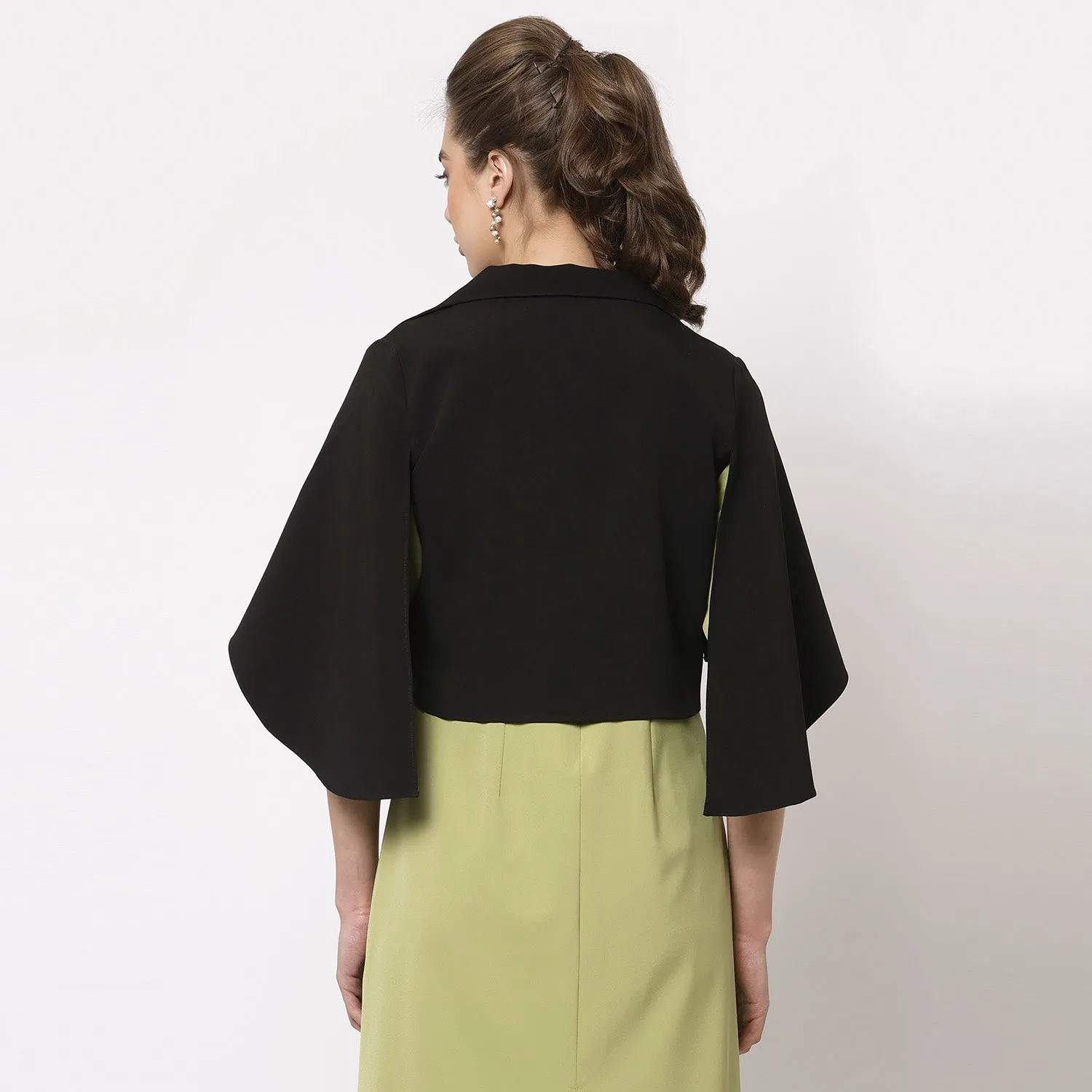 Black Layerd Cape With Slits