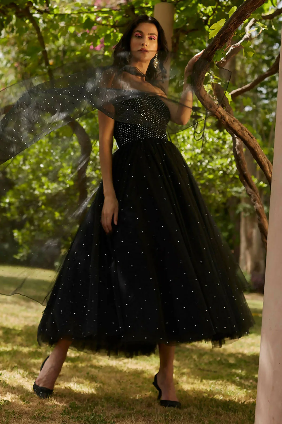 Black Tulle Corset Gown & Cape