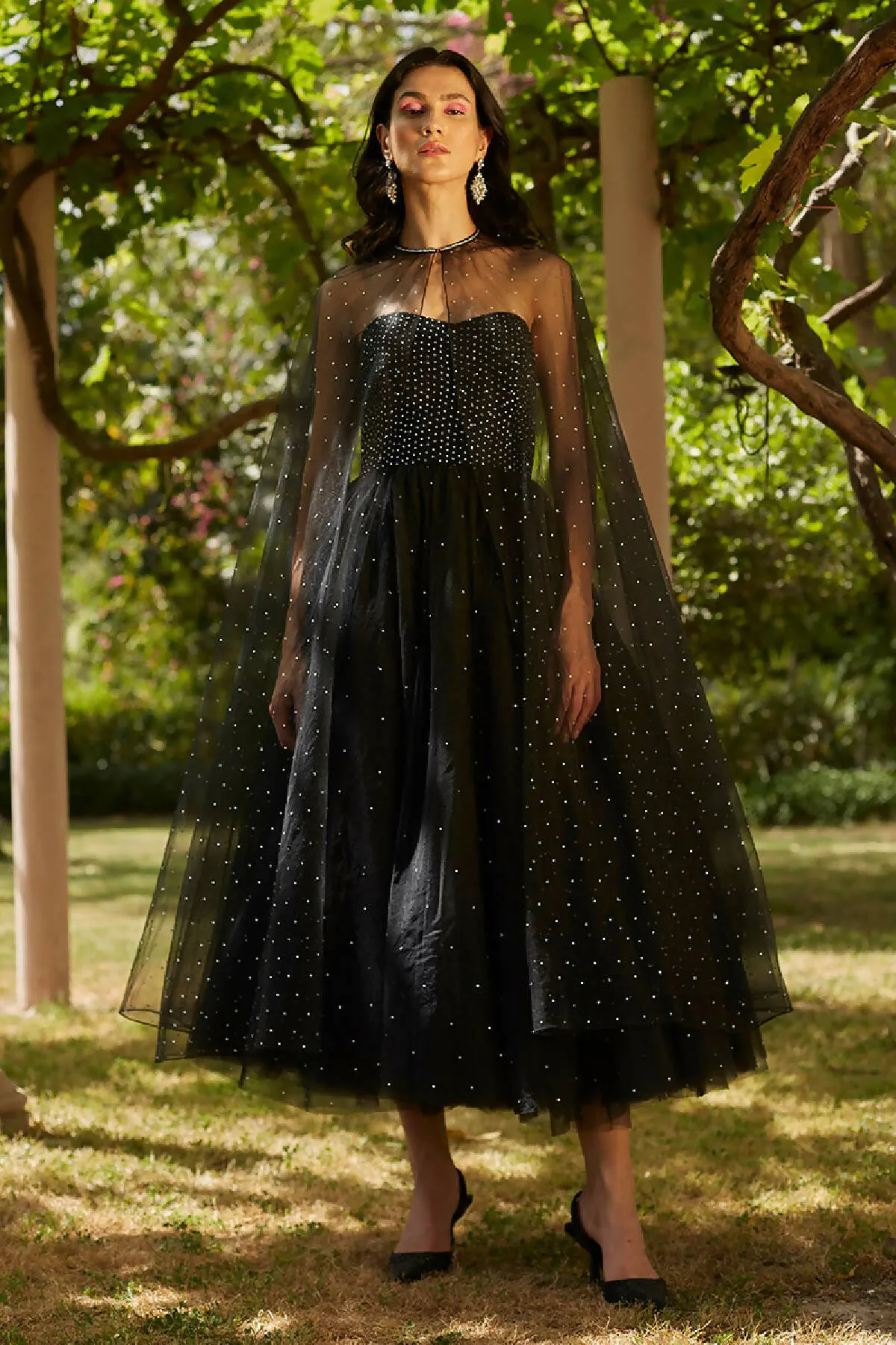 Black Tulle Corset Gown & Cape