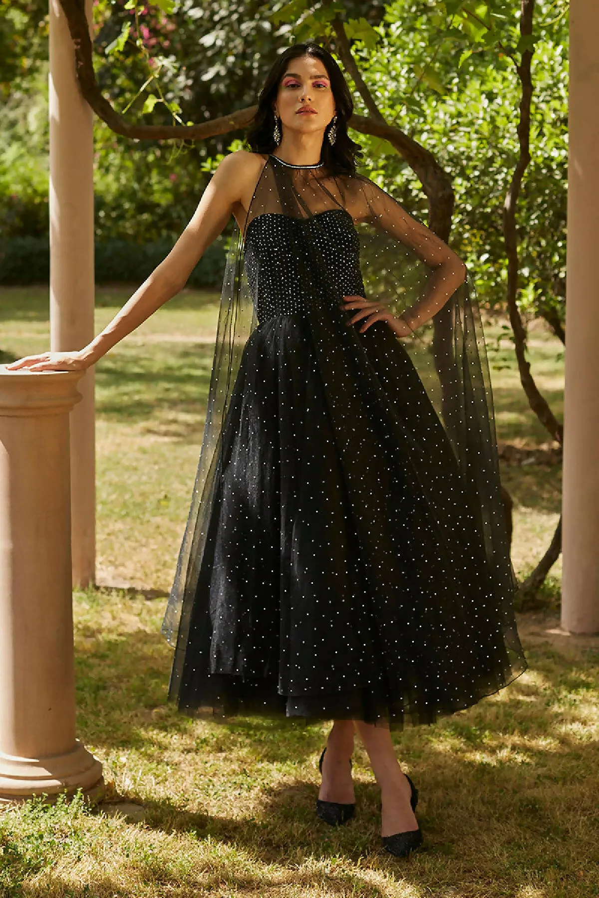 Black Tulle Corset Gown & Cape