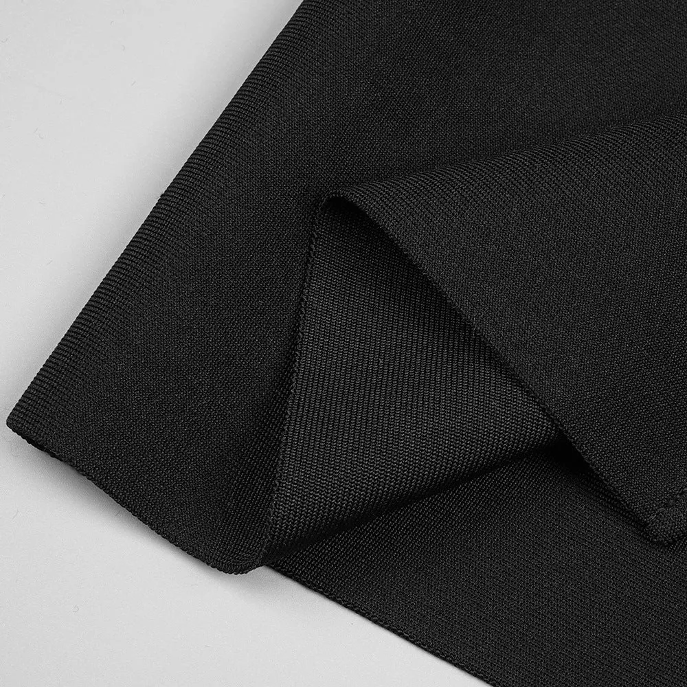 Black White Folding Strapless Backless Formal Dress
