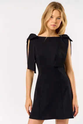 BOW SHOULDER MINI DRESS