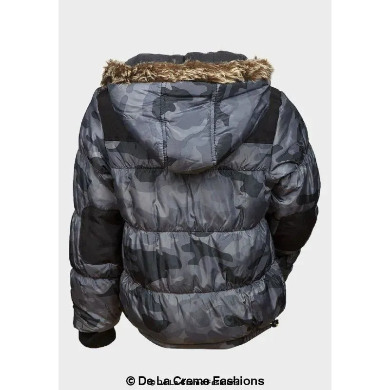 Boys Camouflage Print Puffa Coat