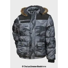 Boys Camouflage Print Puffa Coat
