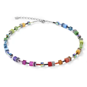 Bright Rainbow Geo Cube Necklace