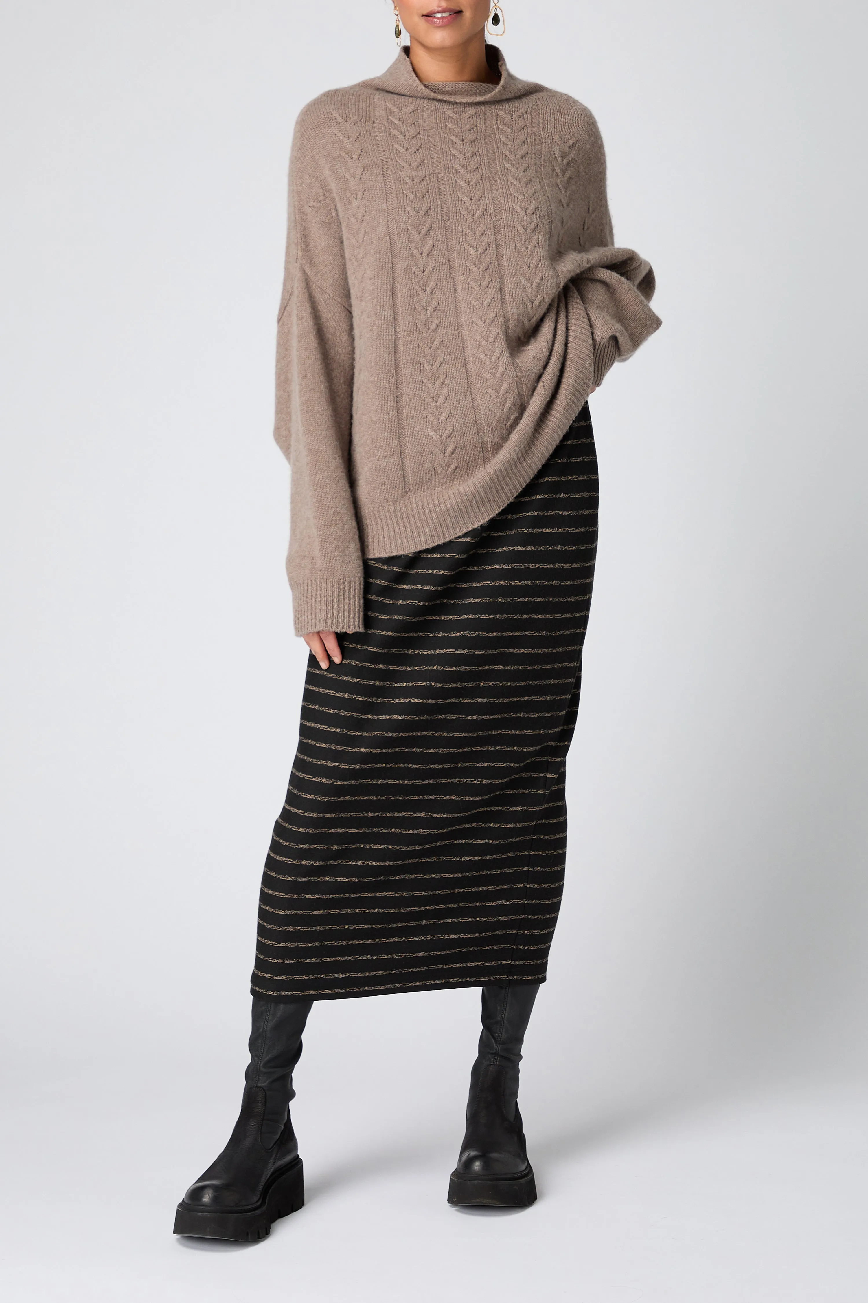 Broken Stripe Skirt - Black