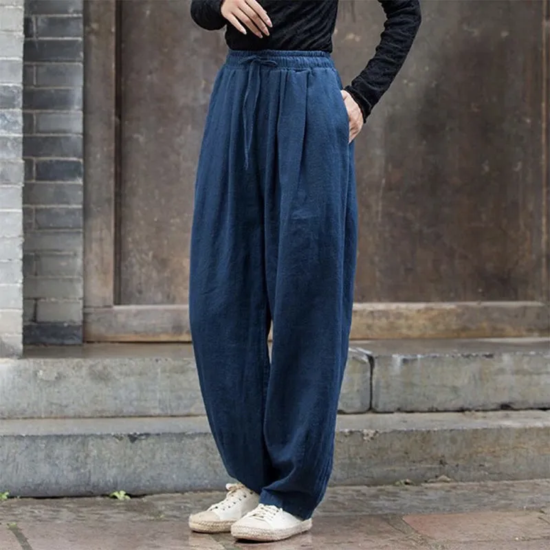 Buddha Stones Plain Cotton Yoga Gym Women's Pants