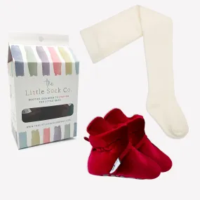 Bundle of Crimson Red Stay-on, Non-Slip Booties & Cosy Non-slip Tights