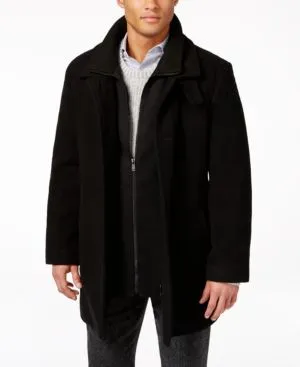 Calvin Klein Mens Regular fit Overcoat Coat 36 R Black Solid