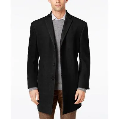 Calvin Klein Mens Slim fit Overcoat Coat 40S Black Solid