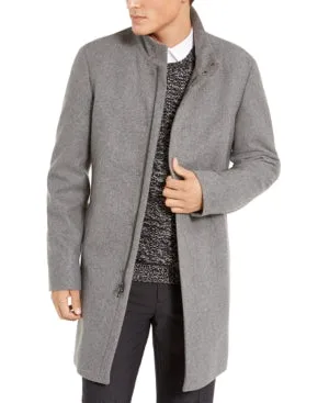 Calvin Klein Mens Slim fit Overcoat Coat 46 R Grey Solid