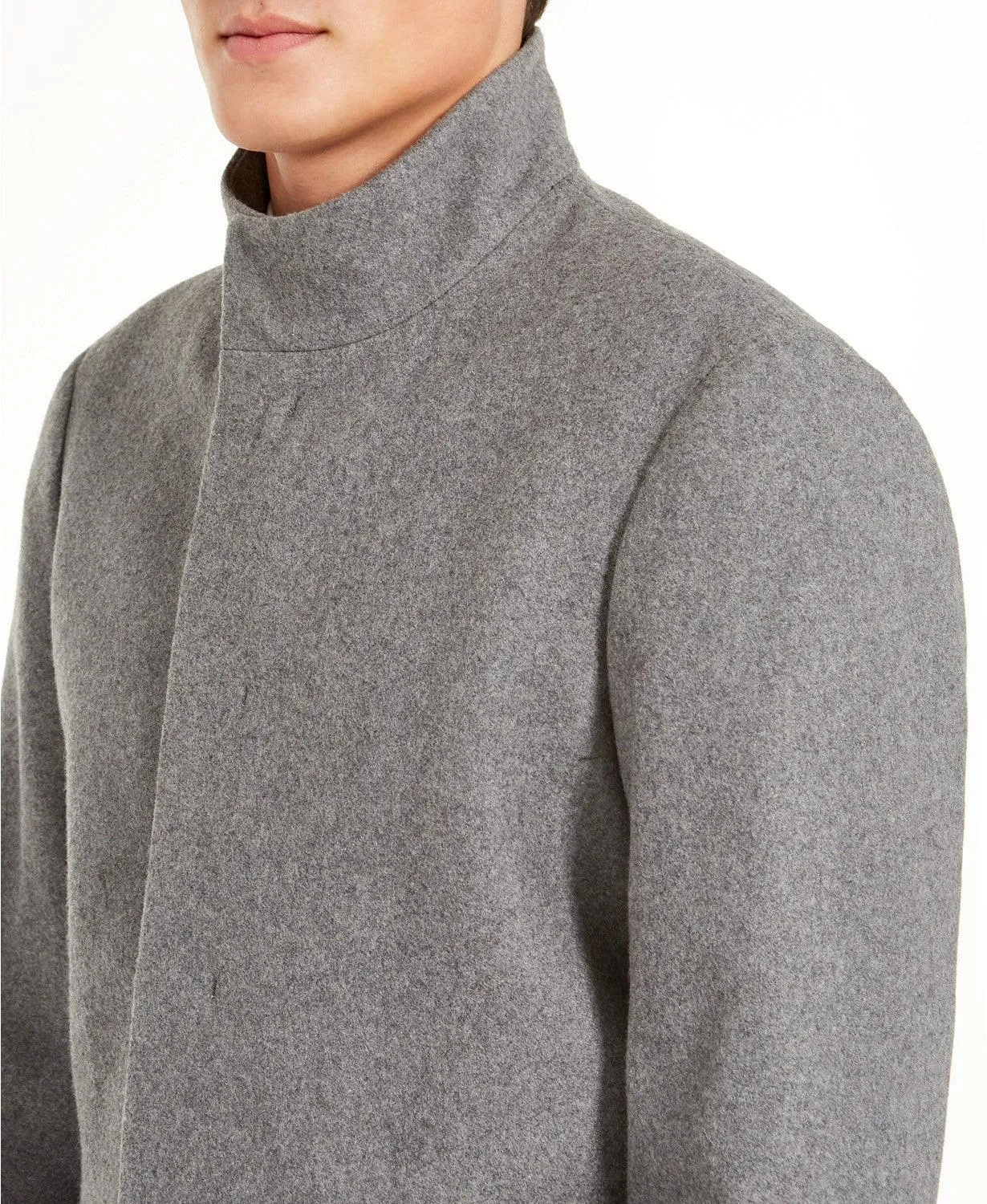 Calvin Klein Mens Slim fit Overcoat Coat 46 R Grey Solid